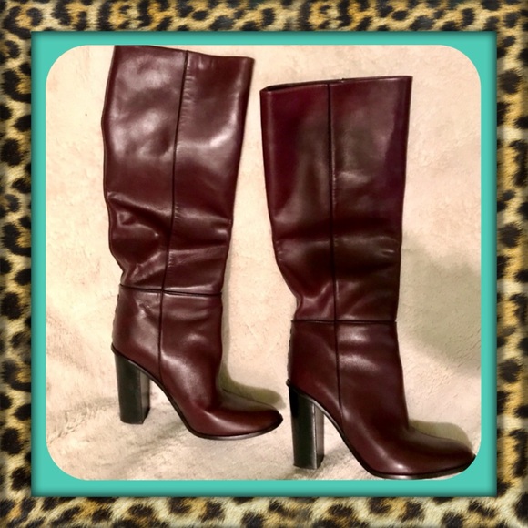 👑✅PRICE FIRM✅ Proenza Schouler Knee High Heeled Boots in Burgundy Leather - Picture 1 of 16